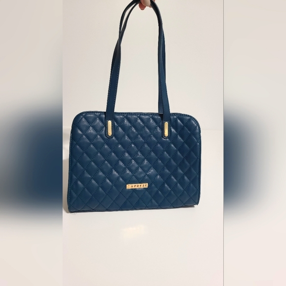 Caprese Handbags - Caprese Blue Quilted Sling Long‎ Crossbody Purse Handbag